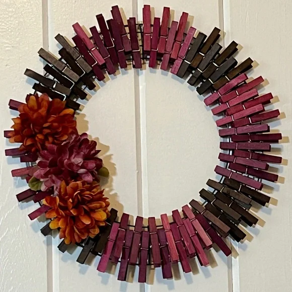 Elegant Burgundy and Brown Mum Wreath - Picture 2 of 2